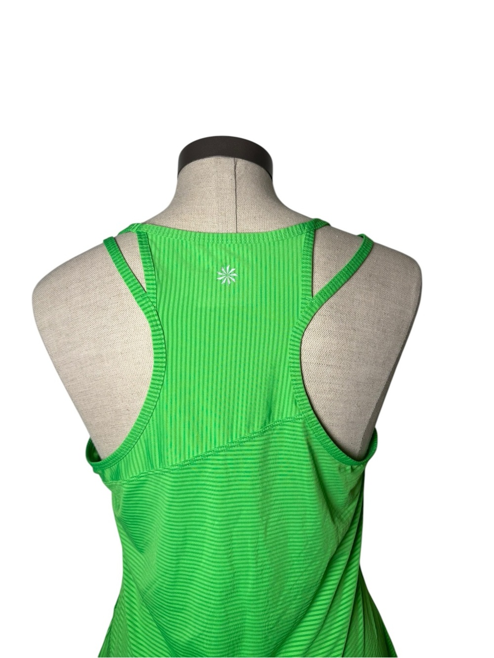 Athleta Lime Green Striped Racerback Workout Tank Top Medium Athleisure Athletic - Picture 4 of 6